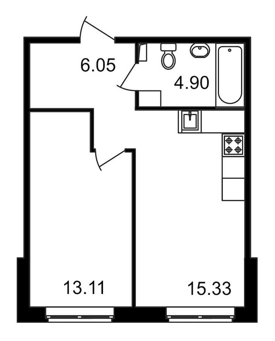 Однокомнатная квартира в : площадь 39.39 м2 , этаж: 1 – купить в Санкт-Петербурге
